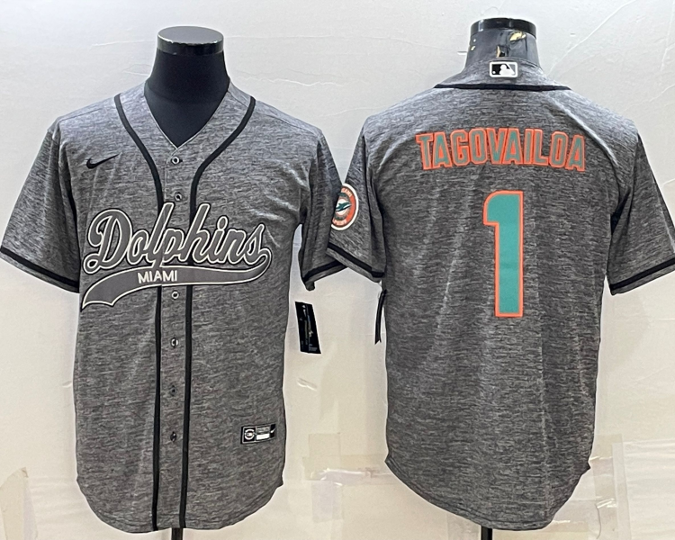 Men's Miami Dolphins Tua Tagovailoa #1 Gray Jersey Joint Edition
