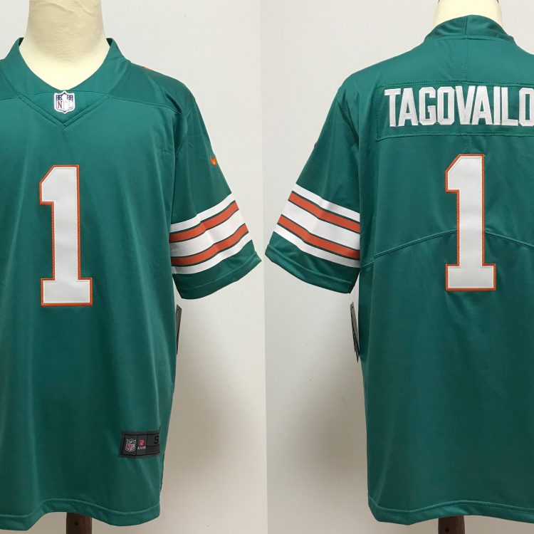 Men's Miami Dolphins Tua Tagovailoa #1 Green Alternate Jersey