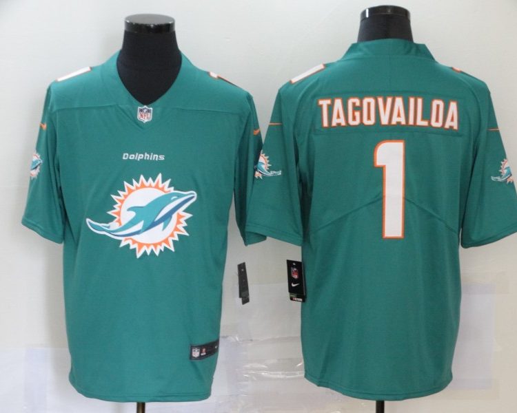 Men's Miami Dolphins Tua Tagovailoa #1 Green Jersey