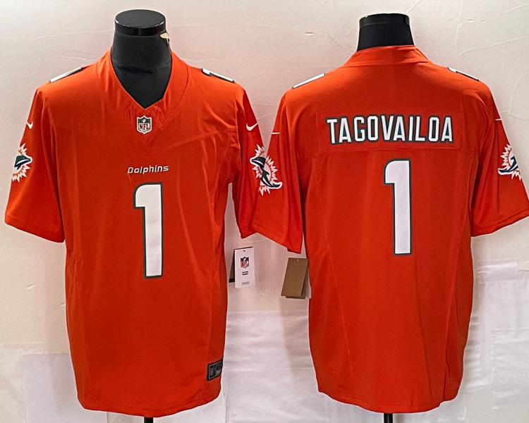 Men's Miami Dolphins Tua Tagovailoa #1 Orange Aqua Legend Jersey