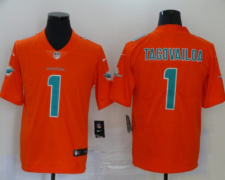 Men's Miami Dolphins Tua Tagovailoa #1 Orange Inverted Legend Jersey