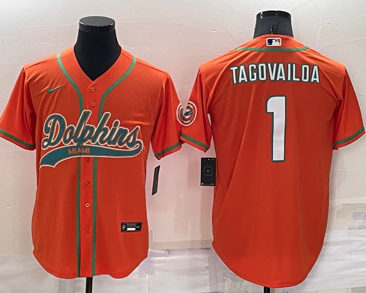 Men's Miami Dolphins Tua Tagovailoa #1 Orange Jersey Joint Edition