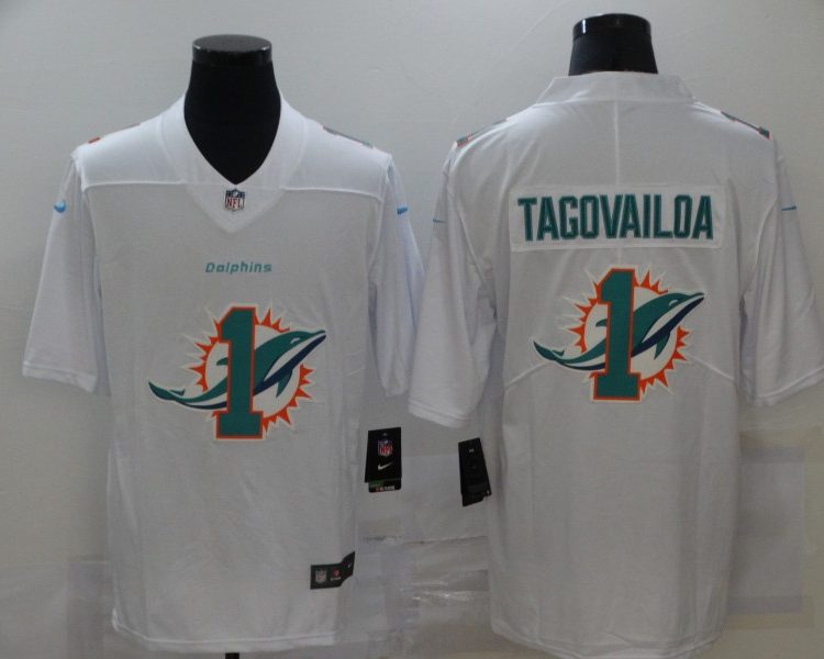 Men's Miami Dolphins Tua Tagovailoa #1 White Jersey