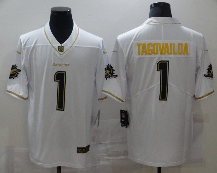 Men's Miami Dolphins Tua Tagovailoa #1 White Jersey