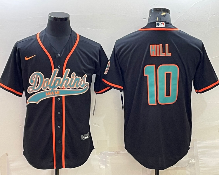 Men's Miami Dolphins Tyreek Hill #10 Black Jersey Joint Edition