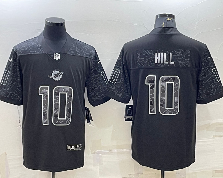 Men's Miami Dolphins Tyreek Hill #10 Black RFLCTV Limited Jersey