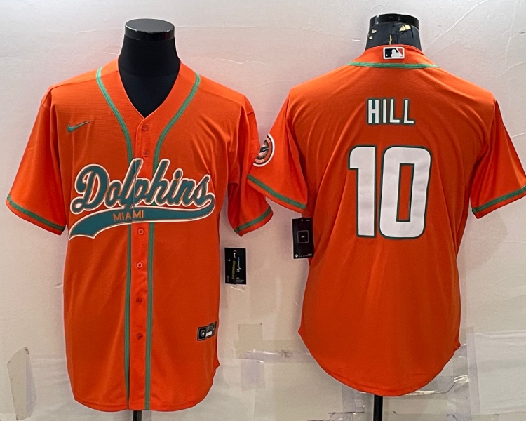 Men's Miami Dolphins Tyreek Hill #10 Orange Jersey Joint Edition