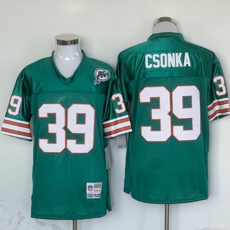Men's Miami Dolphins Larry Csonka Mitchell & Ness Aqua Legacy Jersey