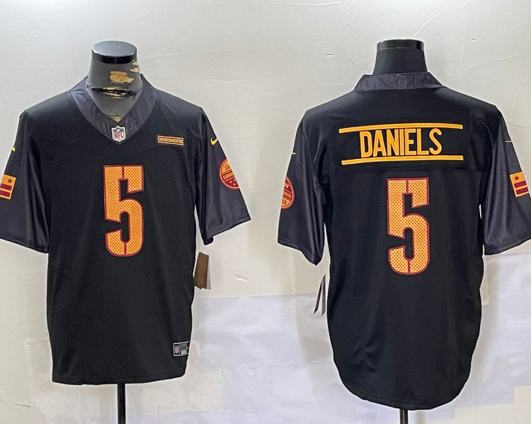 Men's Washington Commanders Jayden Daniels #5 Black Alternate Jersey
