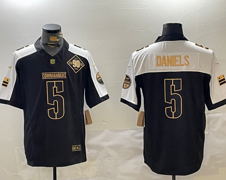 Men's Washington Commanders Jayden Daniels #5 Black Jersey