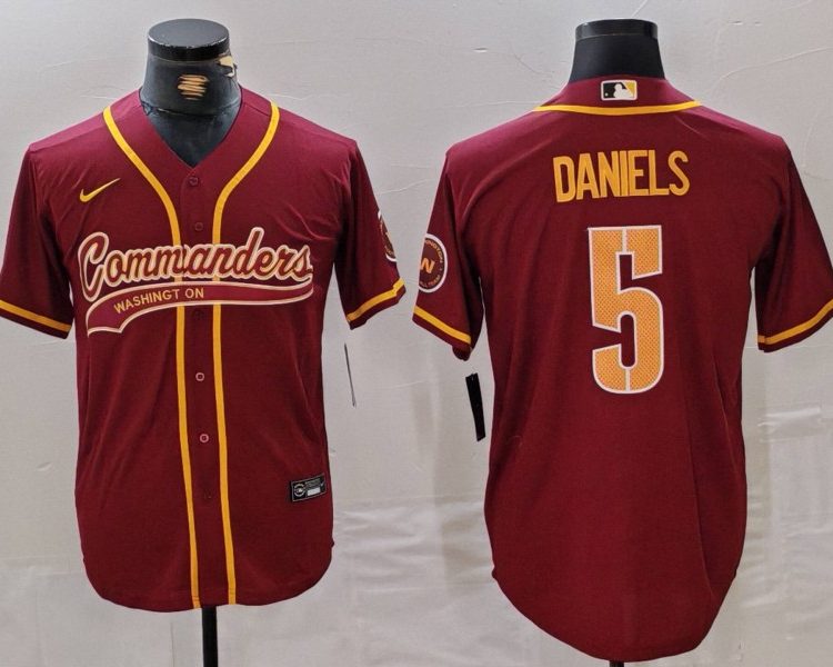 Men's Washington Commanders Jayden Daniels #5 Burgundy Jersey