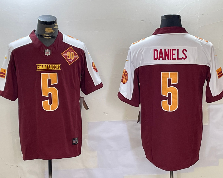 Men's Washington Commanders Jayden Daniels #5 Burgundy Jersey