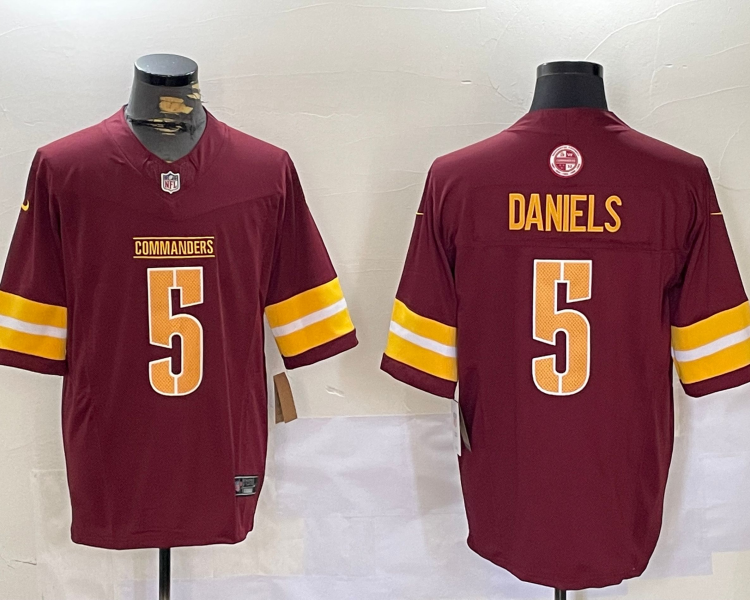 Men's Washington Commanders Jayden Daniels #5 Burgundy Jersey