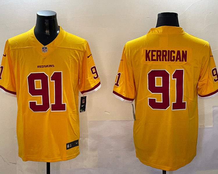 Men's Washington Commanders Ryan Kerrigan #91 Yellow Jersey