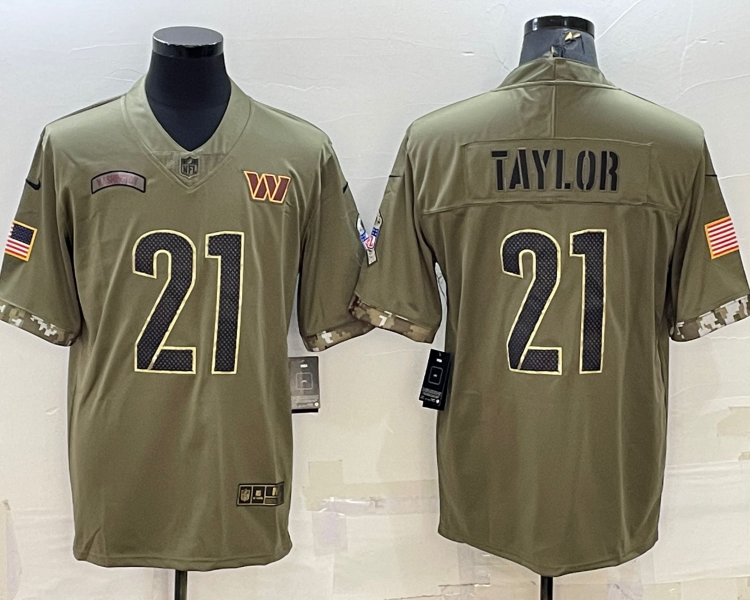 Men's Washington Commanders Sean Taylor #21 Olive 2022 Salute To Service Retired Limited Jersey