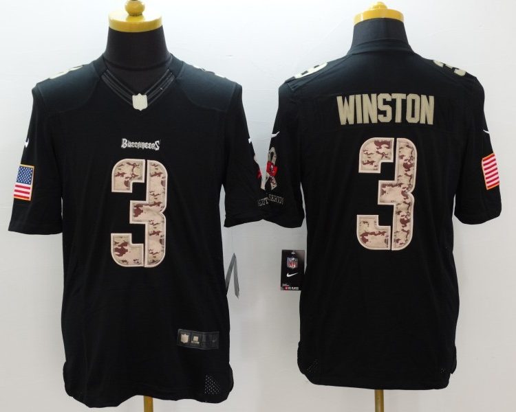 Men's Tampa Bay Buccaneers Jameis Winston #3 Black Authentic Jersey