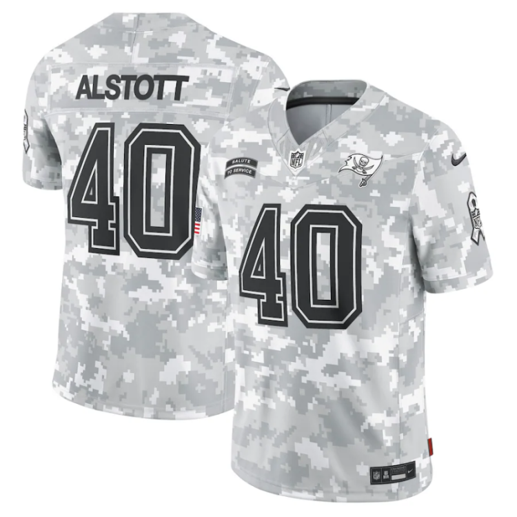 Men's Tampa Bay Buccaneers Mike Alstott #40 Arctic Camo 2024 Salute to Service Retired Limited Jersey