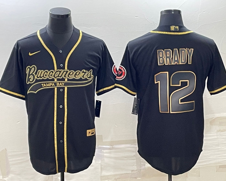 Men's Tampa Bay Buccaneers Tom Brady #12 Black Jersey Joint Edition