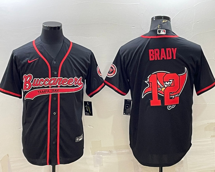 Men's Tampa Bay Buccaneers Tom Brady #12 Black Jersey Joint Edition