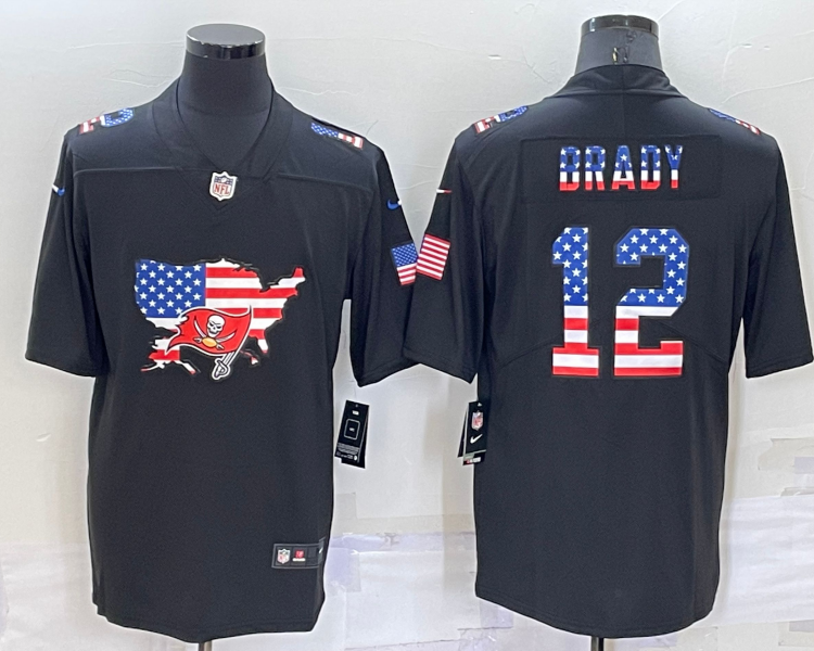 Men's Tampa Bay Buccaneers Tom Brady #12 Black Jersey