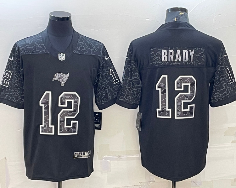 Men's Tampa Bay Buccaneers Tom Brady #12 Black Retired RFLCTV Limited Jersey