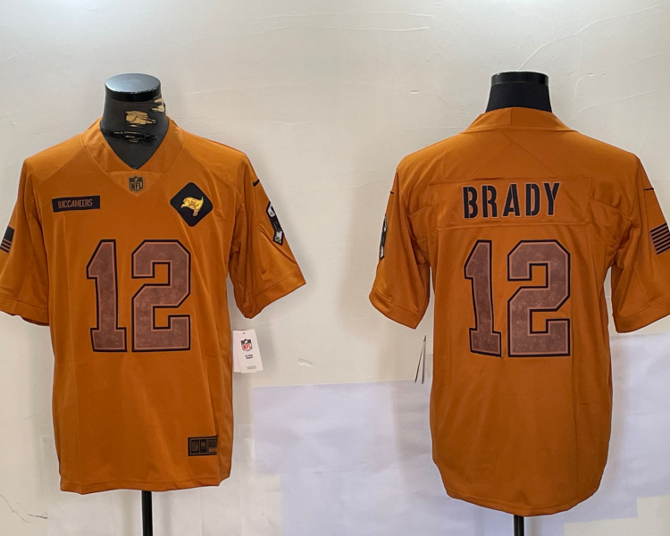 Men's Tampa Bay Buccaneers Tom Brady #12 Brown Salute To Service Limited Jersey