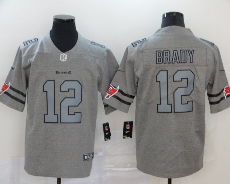 Men's Tampa Bay Buccaneers Tom Brady #12 Gray Authentic Jersey
