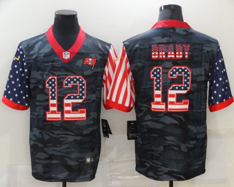 Men's Tampa Bay Buccaneers Tom Brady #12 Gray Camouflage Jersey