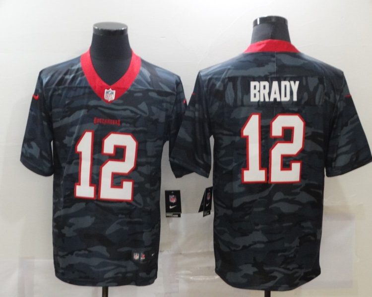 Men's Tampa Bay Buccaneers Tom Brady #12 Gray Camouflage Jersey