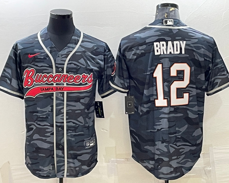 Men's Tampa Bay Buccaneers Tom Brady #12 Grey Camouflage Jersey Joint Edition