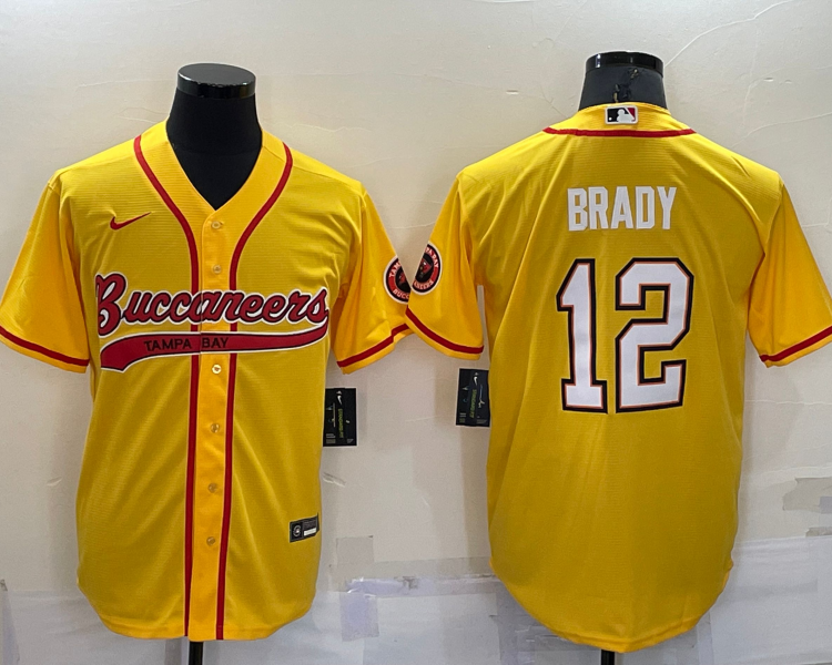 Men's Tampa Bay Buccaneers Tom Brady #12 Yellow Jersey Joint Edition