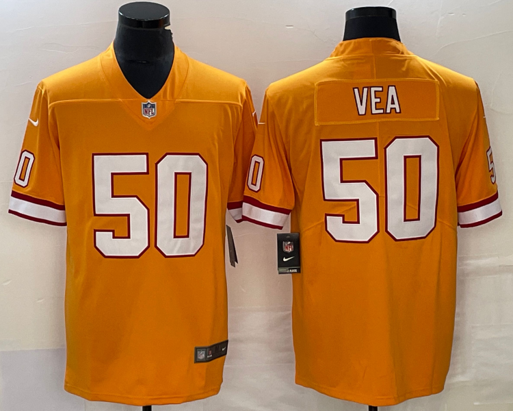 Men's Tampa Bay Buccaneers Vita Vea #50 Orange Throwback Jersey