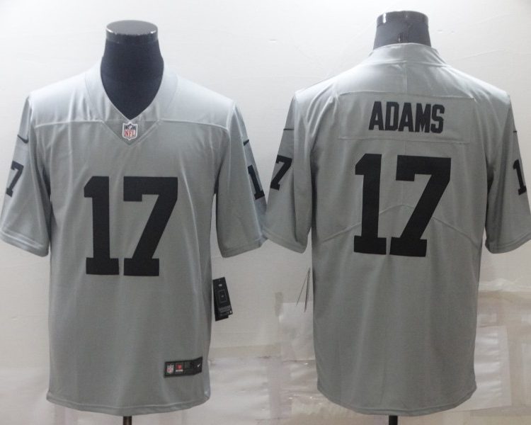 Men's Las Vegas Raiders #17 Davante Adams Gray Jersey Stitched American Football Jerseys