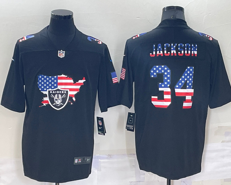 Men's Las Vegas Raiders #34 Bo Jackson Black Team Jersey