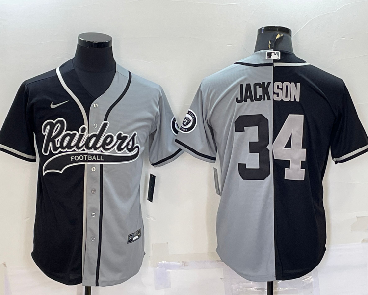 Men's Las Vegas Raiders Bo Jackson #34 Black/Gray Jersey Joint Edition