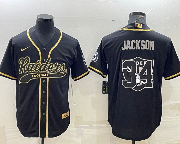Men's Las Vegas Raiders Bo Jackson #34 Black Jersey Joint Edition