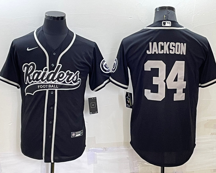 Men's Las Vegas Raiders Bo Jackson #34 Black Jersey Joint Edition