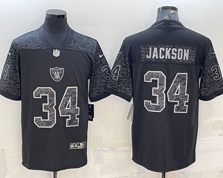 Men's Las Vegas Raiders Bo Jackson #34 Black RFLCTV Limited Jersey