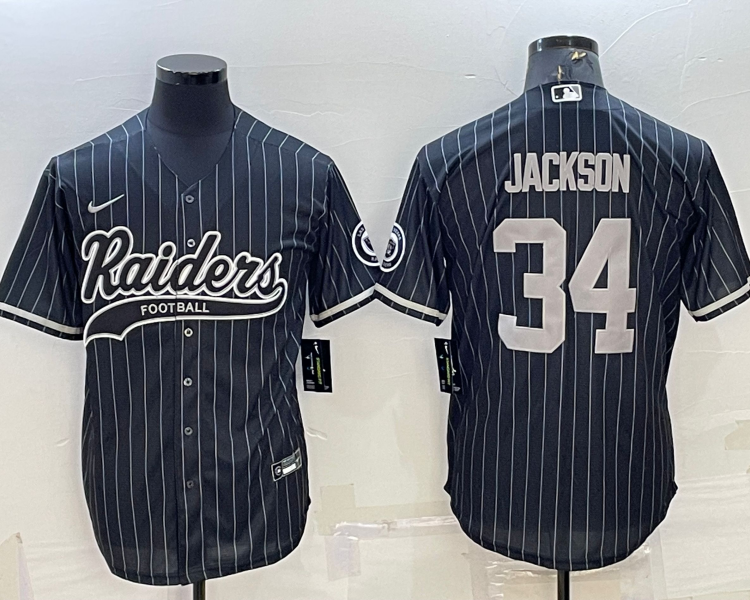 Men's Las Vegas Raiders Bo Jackson #34 Black Team Jersey Joint Edition