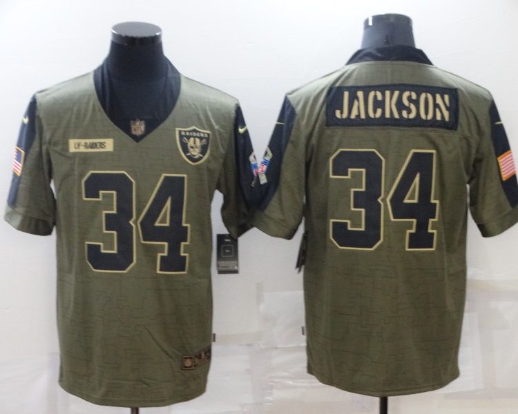 Men's Las Vegas Raiders Bo Jackson #34 Brown Authentic Jersey