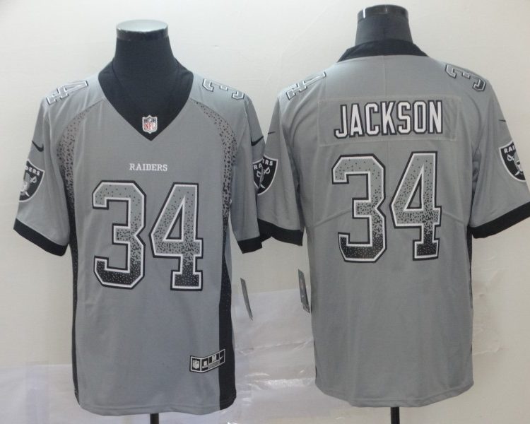 Men's Las Vegas Raiders Bo Jackson #34 Gray Alternate Jersey