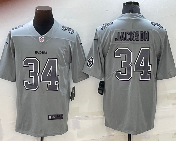 Men's Las Vegas Raiders Bo Jackson #34 Gray Atmosphere Jersey