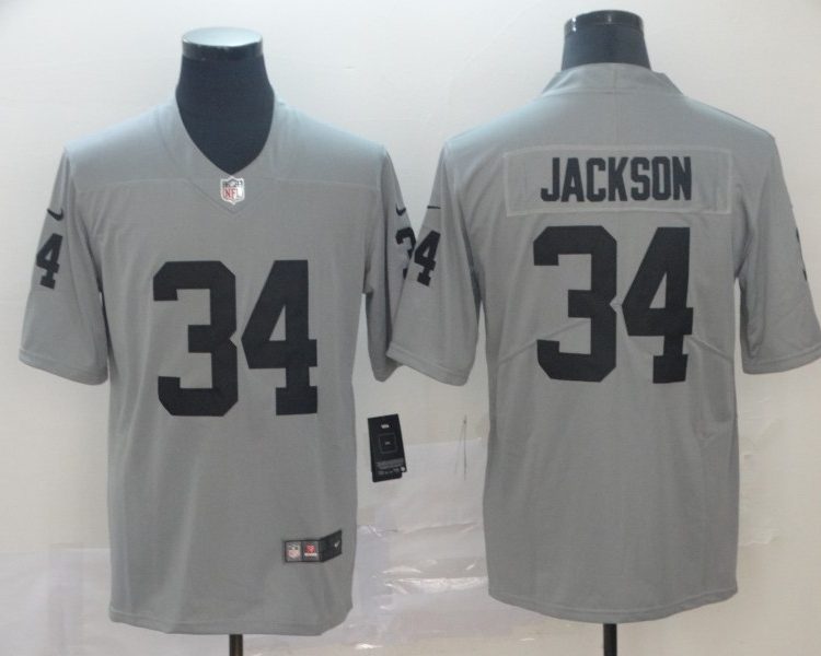 Men's Las Vegas Raiders Bo Jackson #34 Gray Inverted Legend Jersey