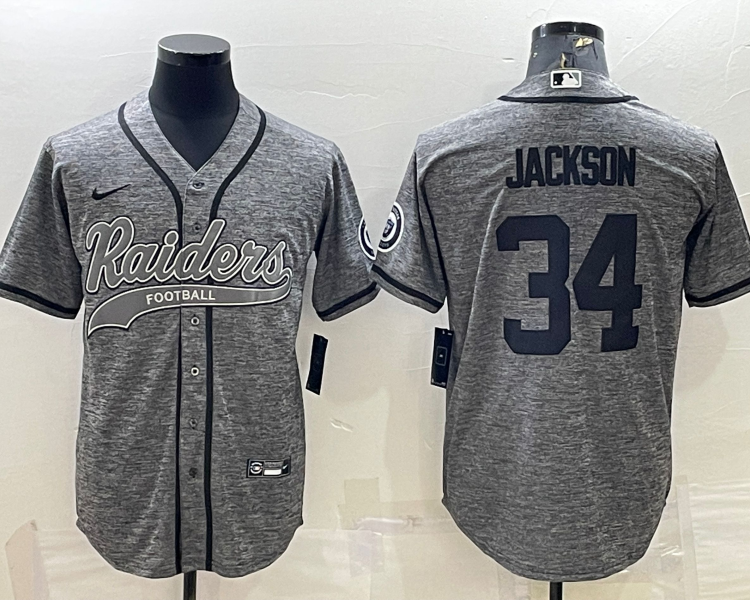 Men's Las Vegas Raiders Bo Jackson #34 Gray Jersey Joint Edition