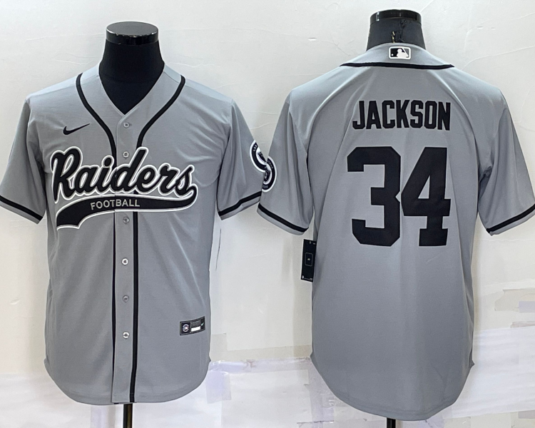 Men's Las Vegas Raiders Bo Jackson #34 Gray Jersey Joint Edition