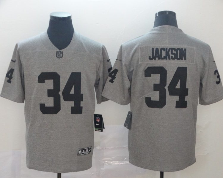 Men's Las Vegas Raiders Bo Jackson #34 Gray Jersey