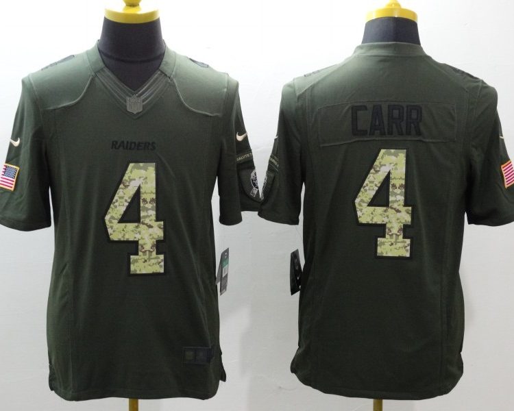 Men's Las Vegas Raiders Derek Carr #4 Army Green Jersey