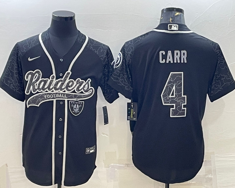 Men's Las Vegas Raiders Derek Carr #4 Black RFLCTV Limited Jersey Joint Edition