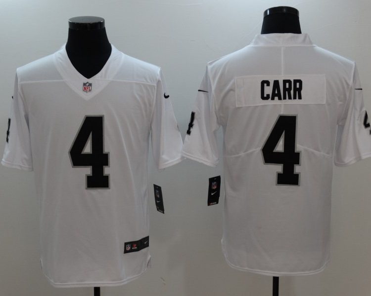 Men's Las Vegas Raiders Derek Carr #4 Black Vapor Jersey White
