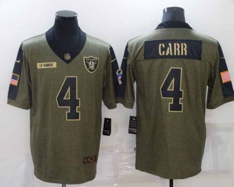 Men's Las Vegas Raiders Derek Carr #4 Brown Authentic Jersey